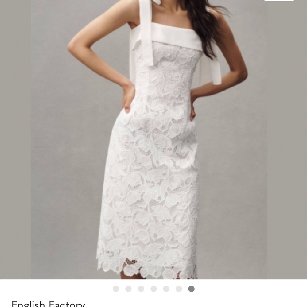 NWT English Factory Sleeveless Tie-Strap Lace Midi Dress